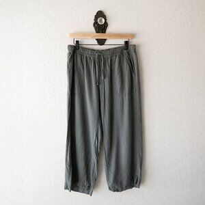 Splendid Linen Blend Cropped Wide Leg Pants Women’s M Elastic Waist Drawstring